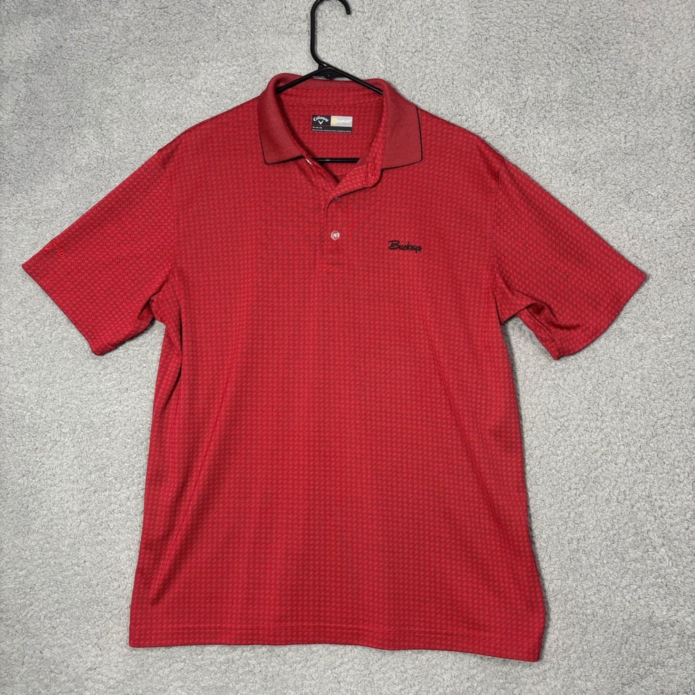 Callaway Opti-Dri Mens Medium Red Buckeyes Embroidered Golf Polo Shirt SKU 1639